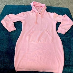 Pink Pullover Hoodie Dress
